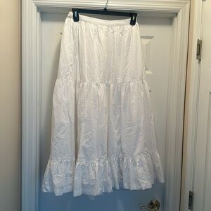 Poplin Tiered Maxi Skirt - White